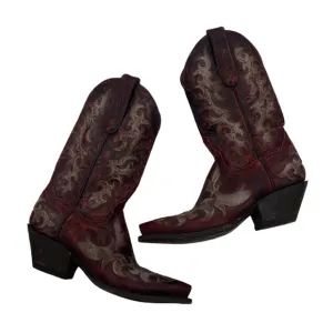 Dan Post DP3542 Leather Inlay Snip Toe Cowboy Boots Womens 6.5 M‎ Red