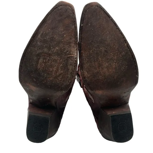Dan Post DP3542 Leather Inlay Snip Toe Cowboy Boots Womens 6.5 M‎ Red