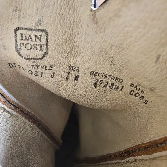 Dan Post Floral Embroidered Leather Cowboy Exotic Eel Western Boots 7M Boho