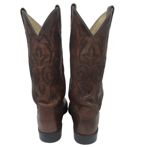 Dan Post Mens 8.5 D Brown Cowhide Leather Cowboy Boots Western Rodeo DP26623