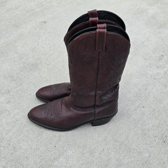 Dan Post Mens Leather Western/Cowboy Boots Burgandy/Wine Color Sz 11D
