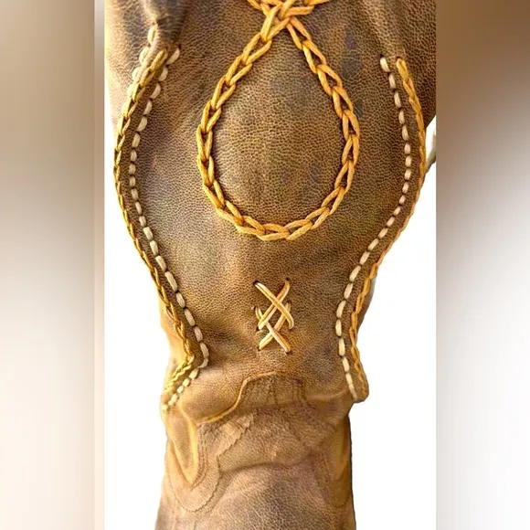 Dan Post Men’s Western Cowboy Boots 9.5D Brown Leather Upper &amp; Sole Rodeo Boho