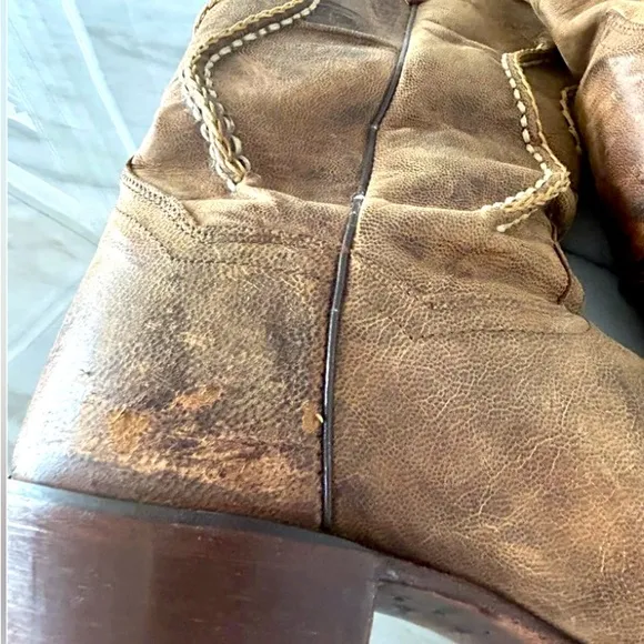 Dan Post Men’s Western Cowboy Boots 9.5D Brown Leather Upper &amp; Sole Rodeo Boho