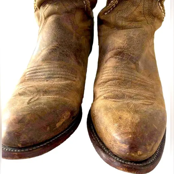 Dan Post Men’s Western Cowboy Boots 9.5D Brown Leather Upper &amp; Sole Rodeo Boho