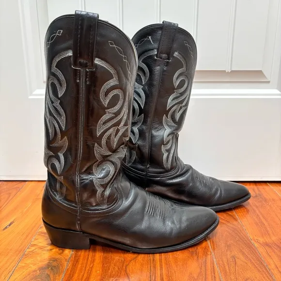 Dan Post Milwaukee Black Leather Cowboy Boots 11