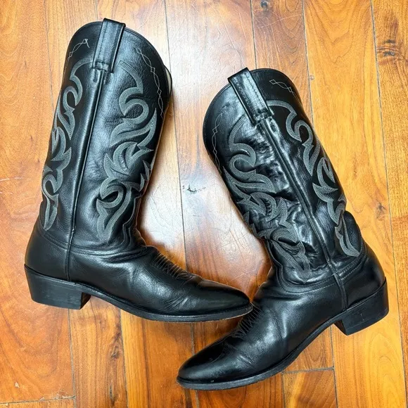Dan Post Milwaukee Black Leather Cowboy Boots 11