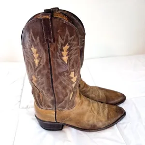 Dan Post Tan Brown Leather Classic Western Cowboy Rockabilly Pull On Boots 10.5D