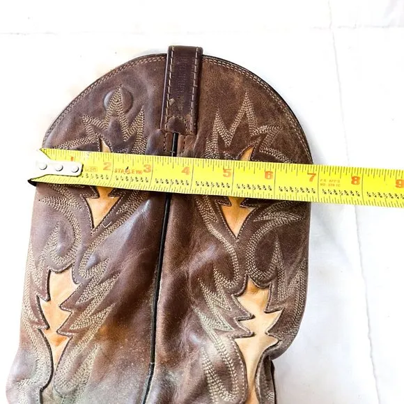 Dan Post Tan Brown Leather Classic Western Cowboy Rockabilly Pull On Boots 10.5D