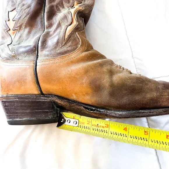 Dan Post Tan Brown Leather Classic Western Cowboy Rockabilly Pull On Boots 10.5D