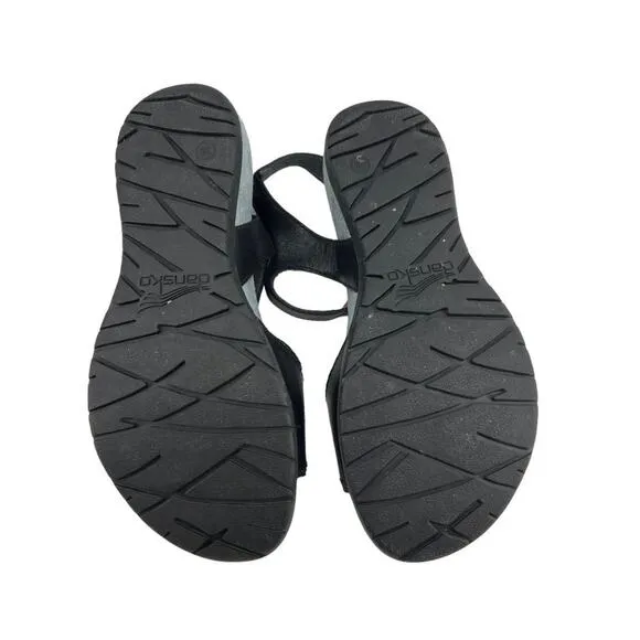 Dansko Blythe Black Leather Flat Sandals Size 36 STYLE 1112020200