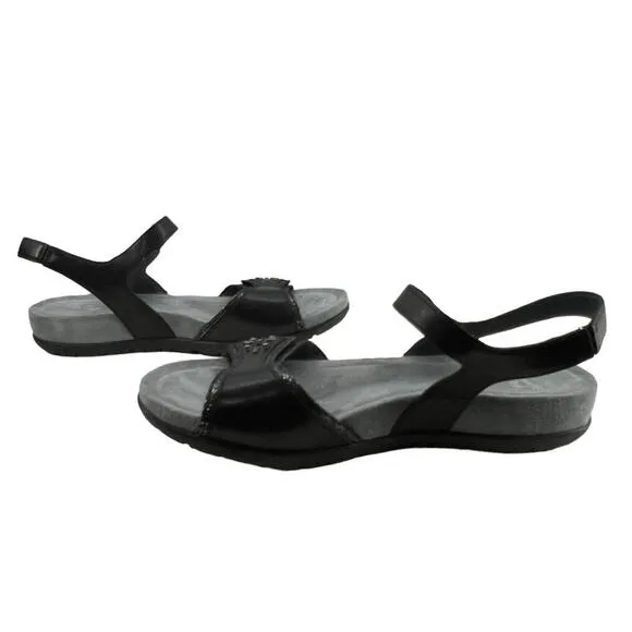 Dansko Blythe Black Leather Flat Sandals Size 36 STYLE 1112020200