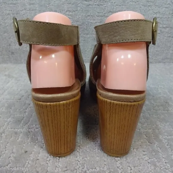 Dansko Demetra Women's Size 41/10 Taupe Leather Block High Heel Platform Sandals