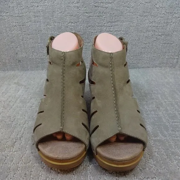 Dansko Demetra Women's Size 41/10 Taupe Leather Block High Heel Platform Sandals