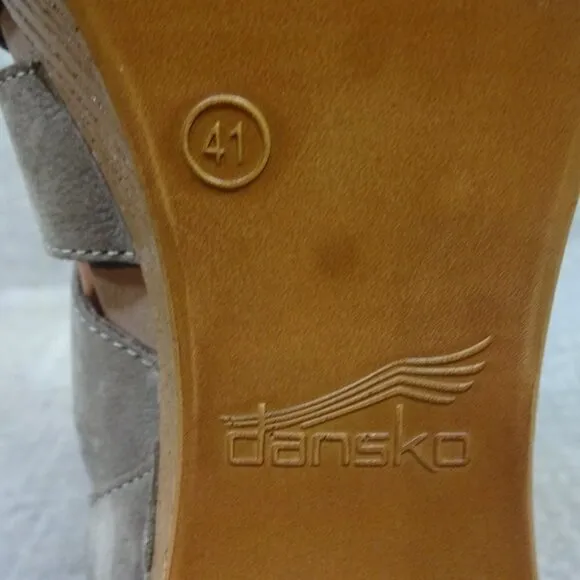 Dansko Demetra Women's Size 41/10 Taupe Leather Block High Heel Platform Sandals