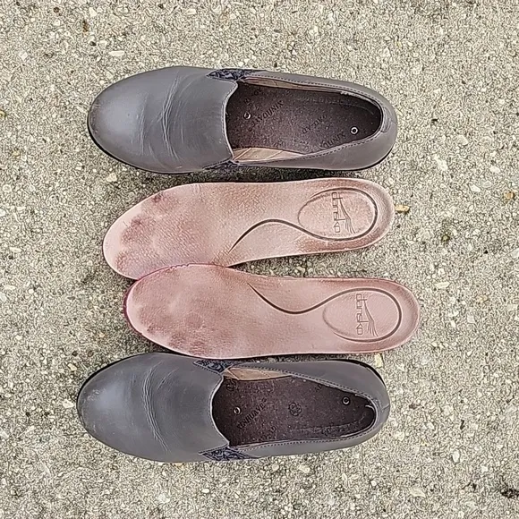 Dansko Jessica Grey/Taupe Nappa Leather Slip On Clogs Size 7.5 - 8 US 38 EU