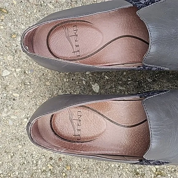 Dansko Jessica Grey/Taupe Nappa Leather Slip On Clogs Size 7.5 - 8 US 38 EU