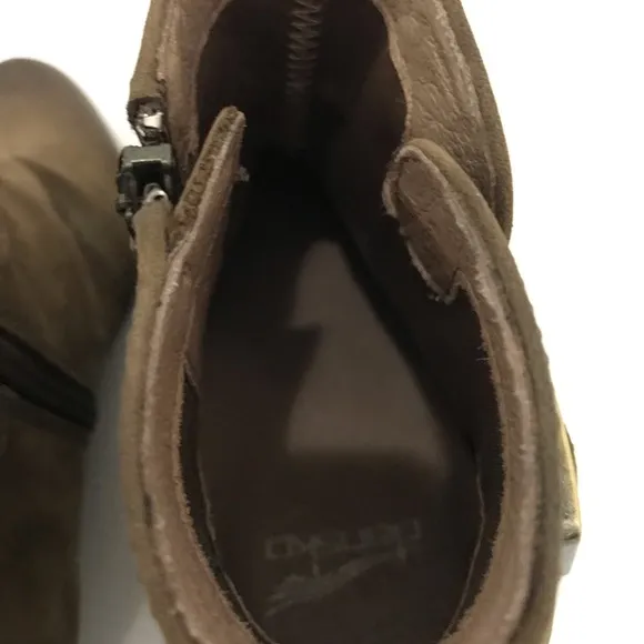 Dansko Womens Lia Nubuck Ankle Boots Brown Leather Buckle Zip Size 38