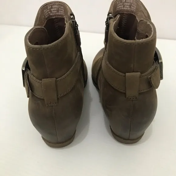Dansko Womens Lia Nubuck Ankle Boots Brown Leather Buckle Zip Size 38