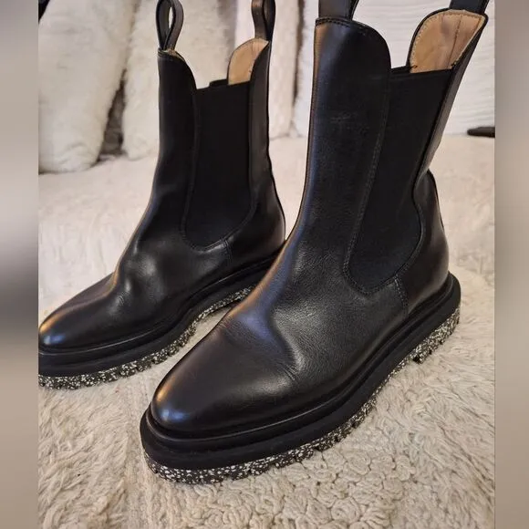Dear Frances Sz 35 black leather Tony boots Italian
