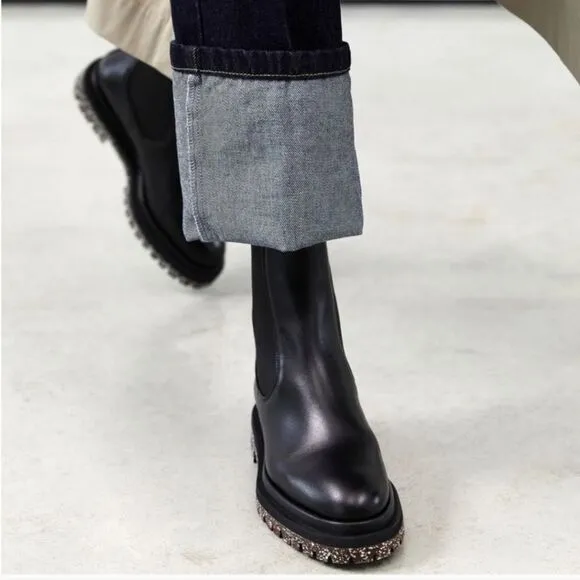 Dear Frances Sz 35 black leather Tony boots Italian