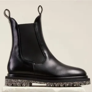Dear Frances Sz 35 black leather Tony boots Italian
