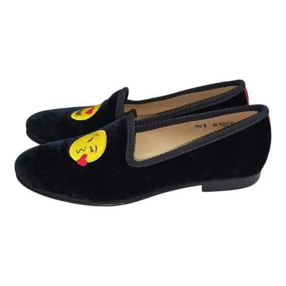Del Toro Emoji Kiss velvet smoking slippers SIZE 8.5