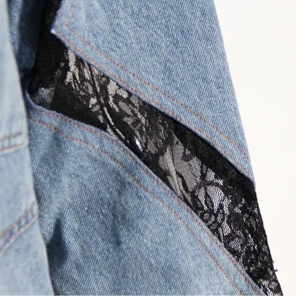 Denim lace shirt dress stretchy