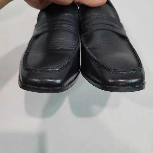 Depp Leather Square Toe Heeled Loafers Size 39
