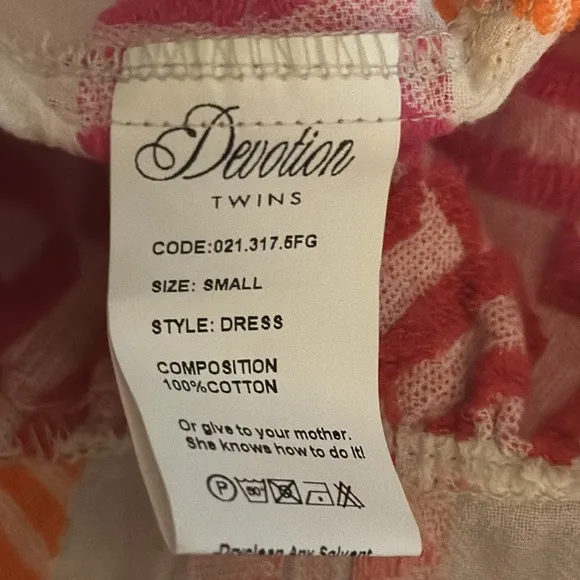 DEVOTION‎ TWINS Anthropologie Embroidered Square-Neck Mini Dress Size S Pink
