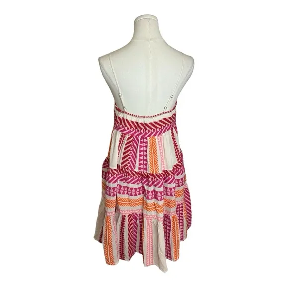 DEVOTION‎ TWINS Anthropologie Embroidered Square-Neck Mini Dress Size S Pink