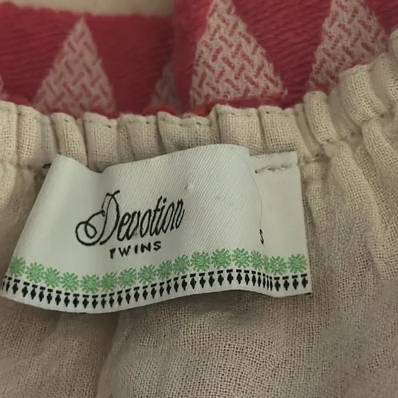 DEVOTION‎ TWINS Anthropologie Embroidered Square-Neck Mini Dress Size S Pink