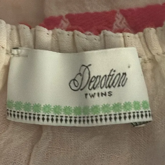 DEVOTION‎ TWINS Anthropologie Embroidered Square-Neck Mini Dress Size S Pink