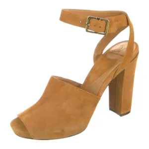 Diane Von Furstenberg caramel color suede strappy sandals SZ 8.5