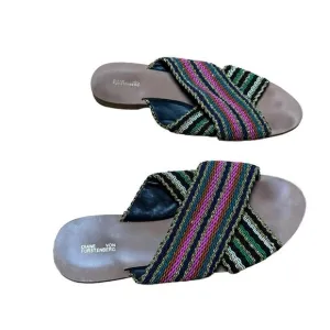 Diane Von Furstenberg Cindi Crisscross Flat Slide Sandals Size 6.5