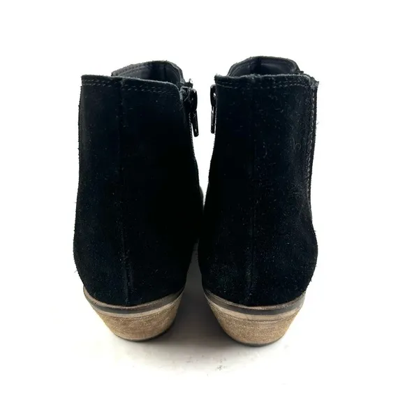 Diba Ankle Boots 7.5 Black Suede Embroidered Floral  Zip Up Bootie Womens