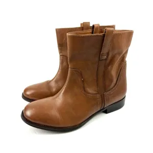 Diba Bell Ankle Boots 9 Brown Leather Slip On Bootie Womens