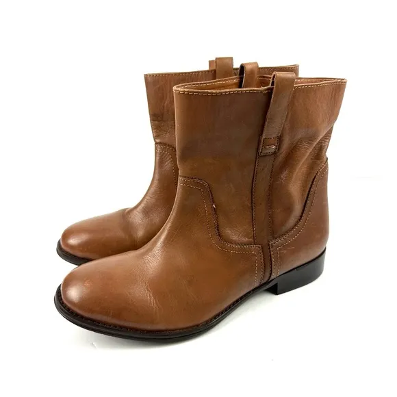 Diba Bell Ankle Boots 9 Brown Leather Slip On Bootie Womens
