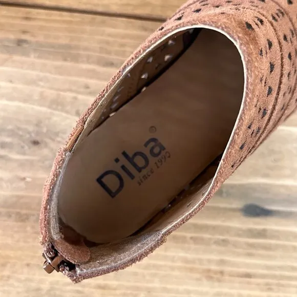 Diba Leather Boots Booties‎ Cut Out Brown 7 Chestnut Suede