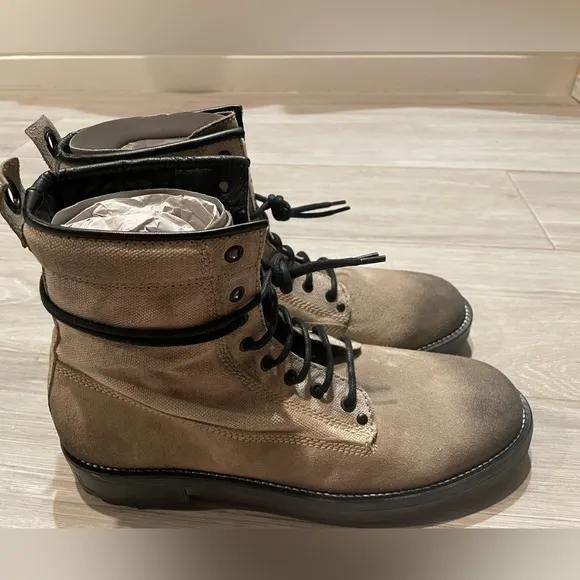Diesel Men’s Off-White Canvas &amp; Suede D-Throuper Boots Size 45/US 12
