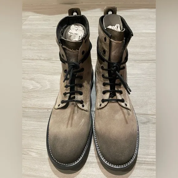 Diesel Men’s Off-White Canvas &amp; Suede D-Throuper Boots Size 45/US 12