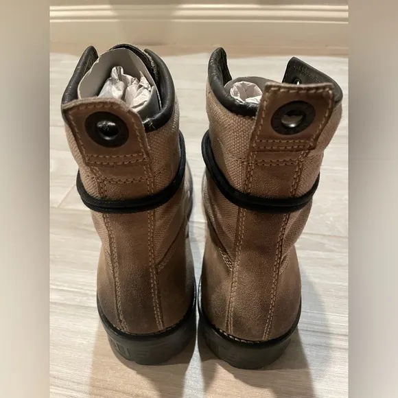 Diesel Men’s Off-White Canvas &amp; Suede D-Throuper Boots Size 45/US 12