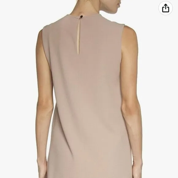 Dina Agam Anthropologie Old Rose Pink Crepe Black Lace Sleeveless Shift Dress M