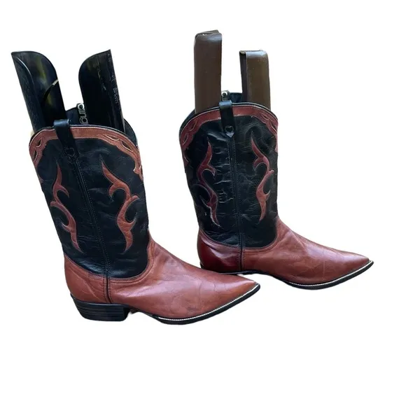Dingo  Black &amp; Brown Leather Upper Western/ Cowboy Boots Size: 9