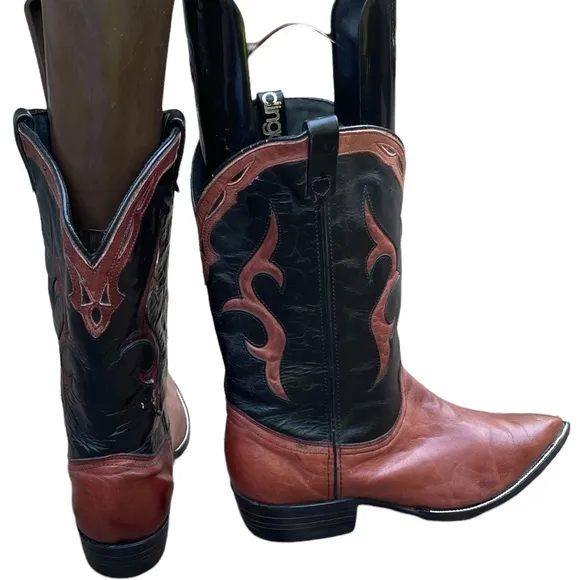 Dingo  Black &amp; Brown Leather Upper Western/ Cowboy Boots Size: 9