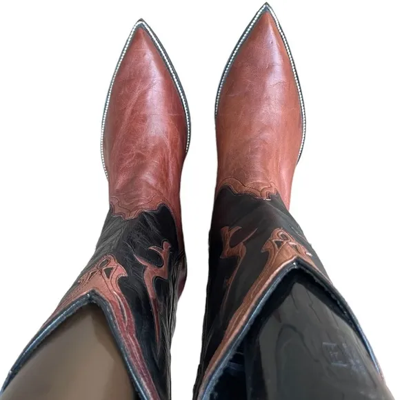Dingo  Black &amp; Brown Leather Upper Western/ Cowboy Boots Size: 9