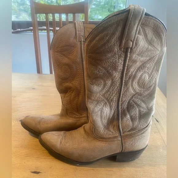 Dingo Western Leather Cowboy Cowgirl Boots Tan Women’s 8 1/2 Preloved