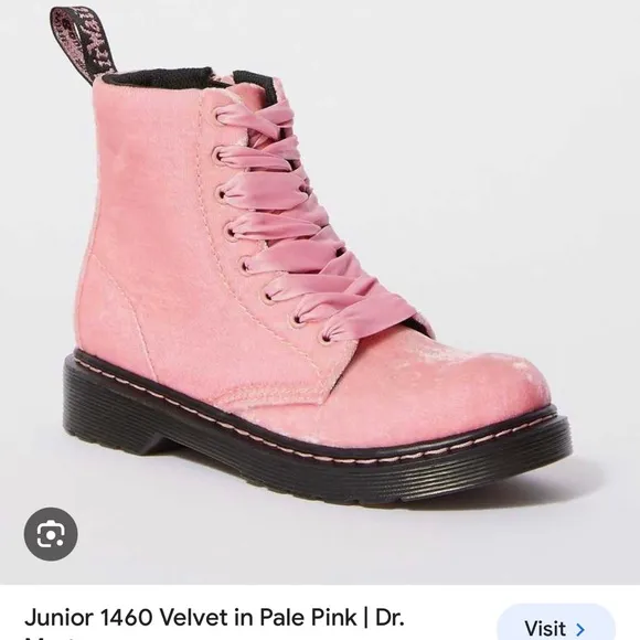 Doc Martin pink velvet boots