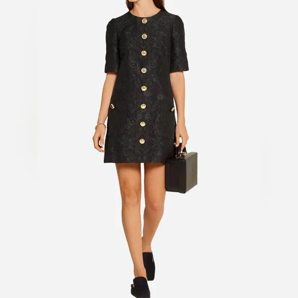 Dolce &amp; Gabbana JACQUARD BUTTON-EMBELLISHED Dress
