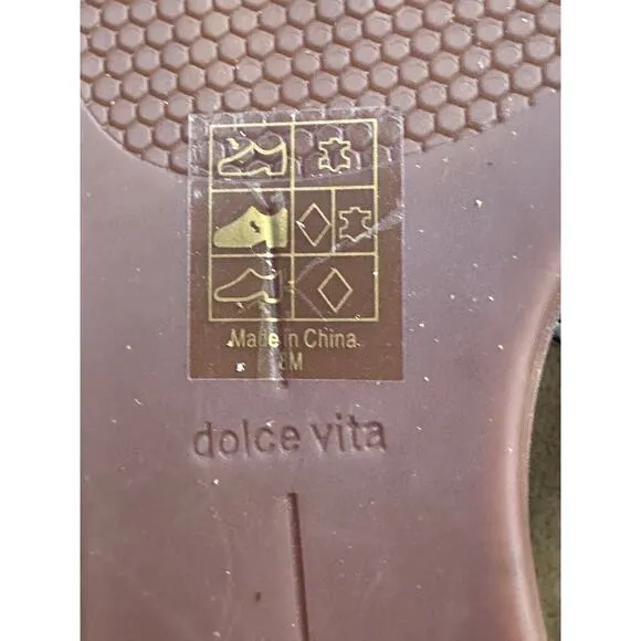 Dolce Vita Black Perforated Leather Flat Sandals Women's Size 8.5 NWOT