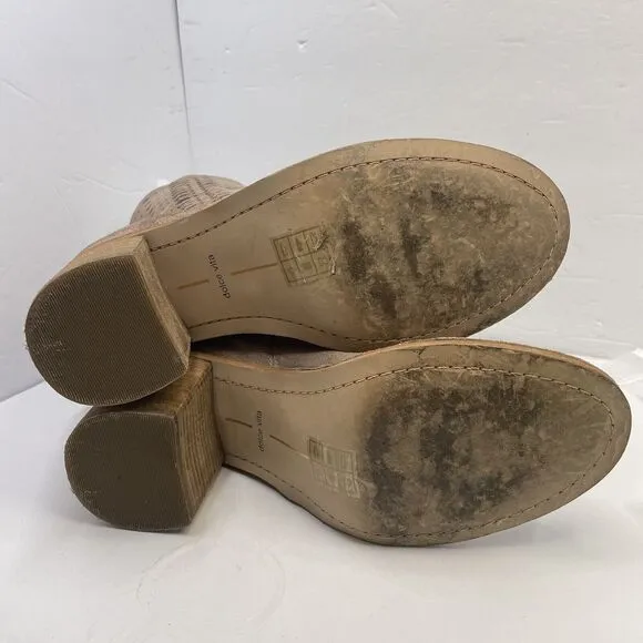 Dolce Vita Booties Tan Suede Leather Heeled Boots Boho Chic Women's Size 7.5